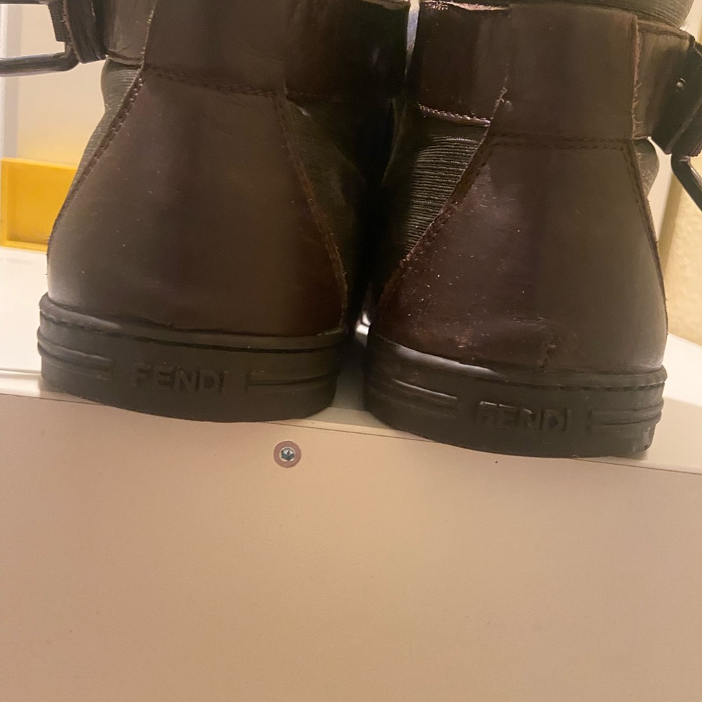 Authentic FENDI Brown Active Logo HighTop Sneakers sz US 11. - Picture 5 of 8